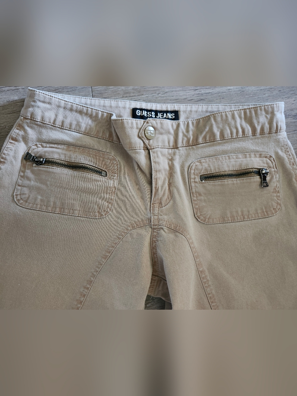 Vintage Low Rise GUESS JEANS Beige Zipper Pocket Pants